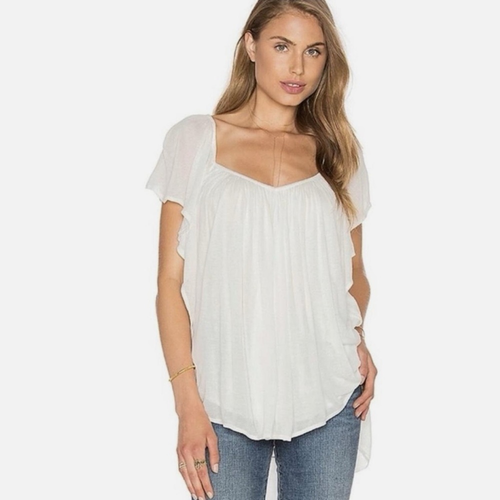 Free People Forever and Always White Flowy Boho Top